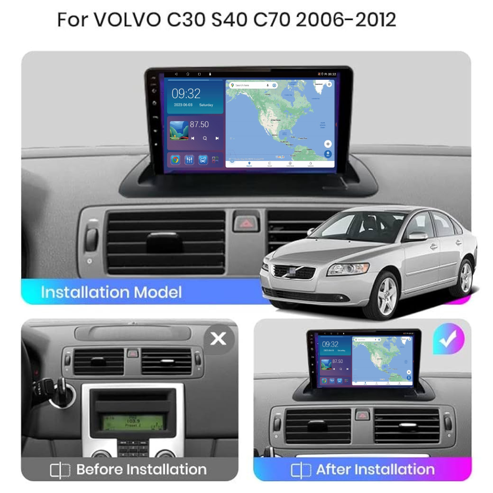 Volvo S40 C30 C70 2006-2012 Android 13 Wireless CarPlay & Android Auto Car Stereo Head Unit