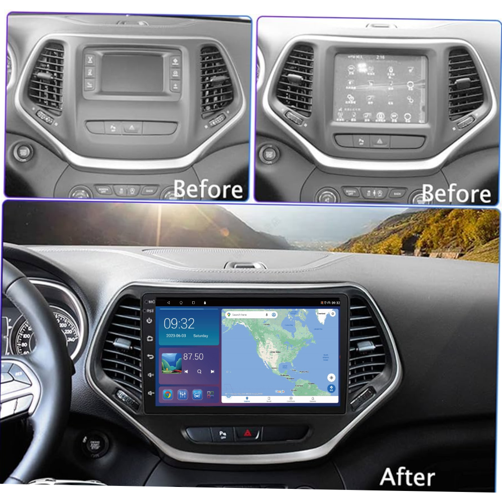 Jeep Cherokee 2014-2018 Android 13 Wireless CarPlay & Android Auto Car Stereo Head Unit