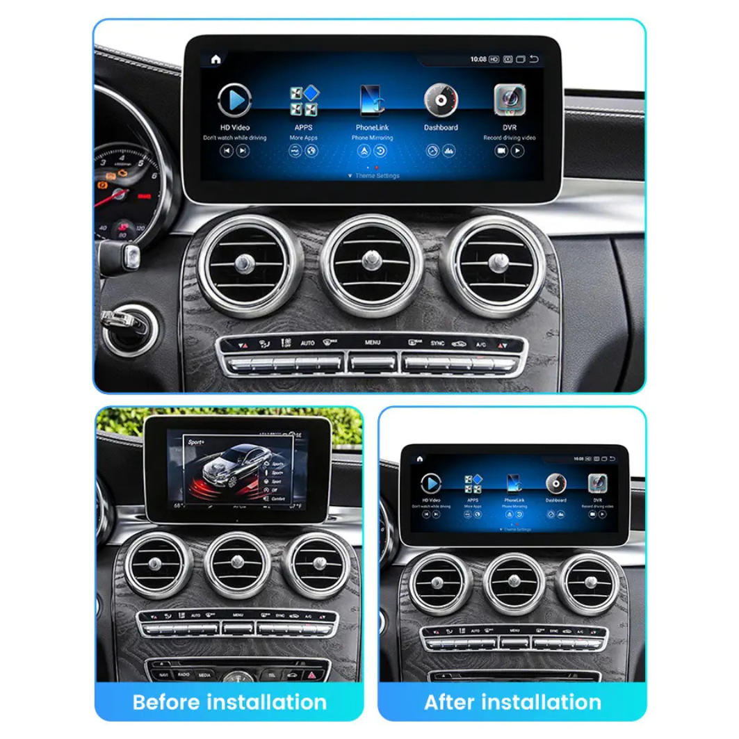 Mercedes C Class GLC V-Class Vito 2014-2019 W205 X253 W446 Android 13 Car Stereo Wireless CarPlay & Android Auto Head Unit