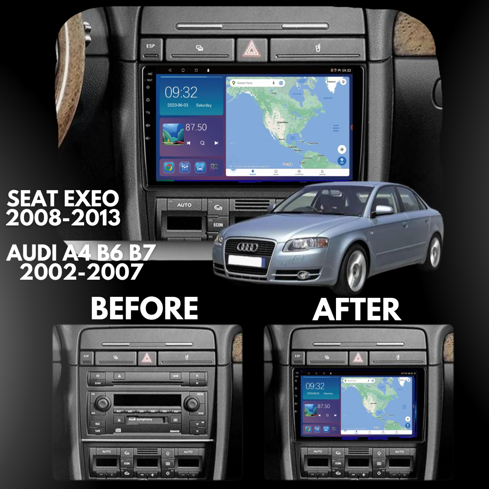 Audi A4 S4 RS4 B6 B7 2003-2008 Seat Exeo 2008-2013 Android 13 CarPlay Android Auto Car Stereo Head Unit Bose - DriveCast